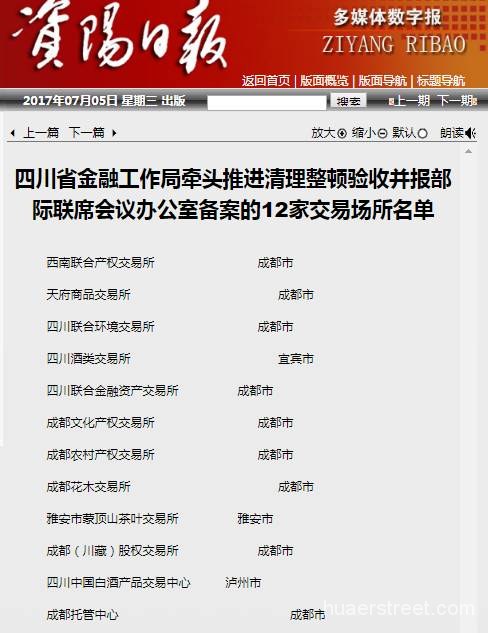 四川省清理整顿结果出炉 5家商品类、1家文化产权类交易所通过验收（名单）